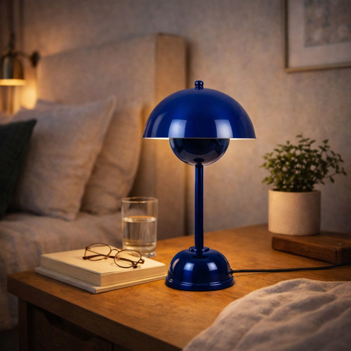 Opviq Lámpara de Mesa de Cuerpo Metálico Azul Opviq Lámpara de Mesa de Cuerpo Metálico Azul